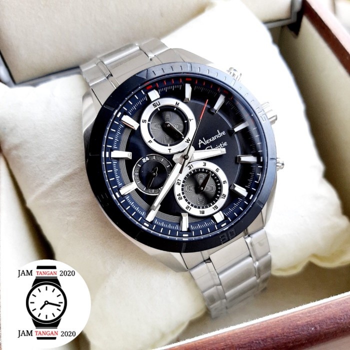 ✅Ori Jam Tangan Pria Original Alexander Cristie Ac 6581 Silver Black Ac6581 Berkualitas