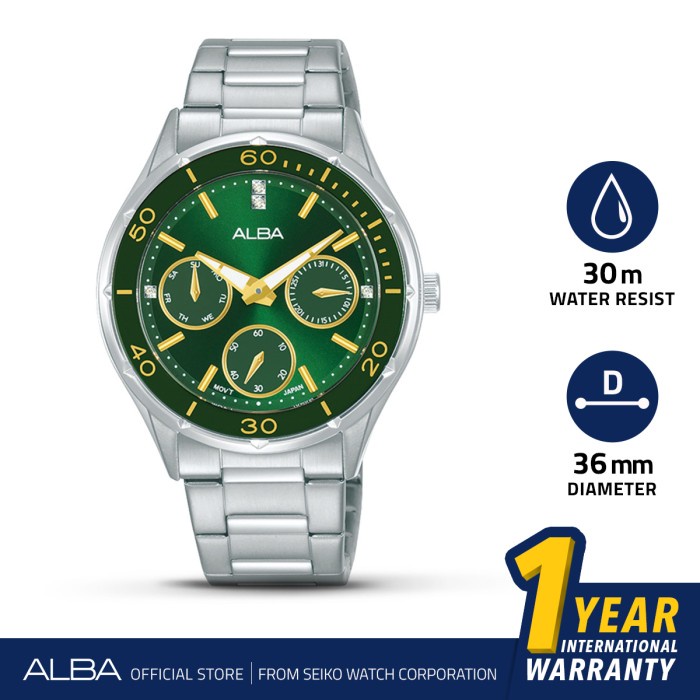 ✅New Ori Jam Tangan Alba Wanita Stainless Green Dial Ap6701 Original Diskon