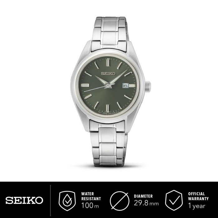 ✅Baru Jam Tangan Wanita Seiko Sur533P1 Sur533 Olive Quartz Sapphire Original Berkualitas