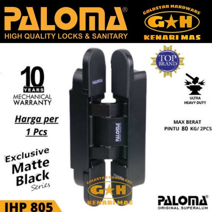 [Ori] Paloma Ihp 805 Engsel Hinge Concealed P80 Black Engsel Tanam Pintu Terbaru