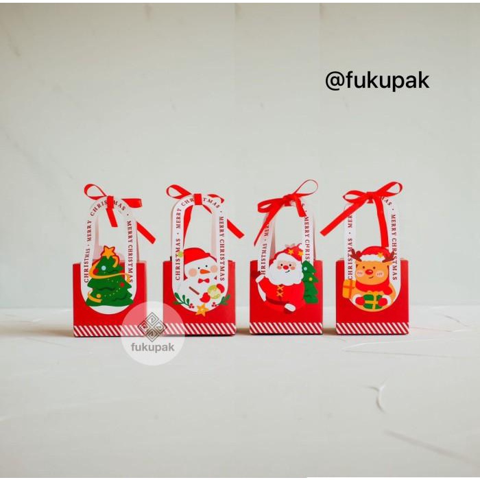 

Small Christmas Box, Kotak Natal Kecil Goodie Bag Kue Roti Permen 012