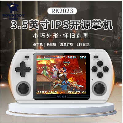 Powkiddy Paojitang RK2023 Konsol Game HD Joystick Arcade PSP Konsol Game Genggam Pertempuran Rumah