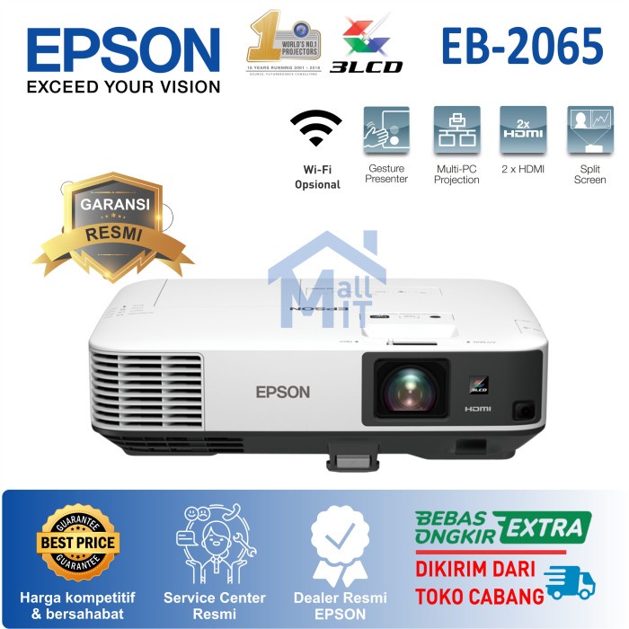 PROYEKTOR EPSON EB-2065 EB2065 2065 3LCD XGA 5500 LUMENS RESMI