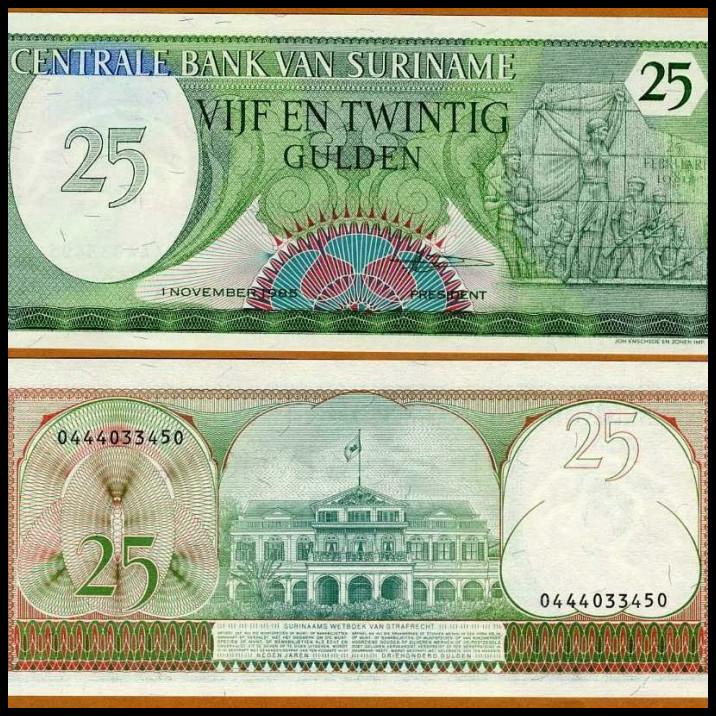 GRATIS ONGKIR SURINAME 25 GULDEN 1985