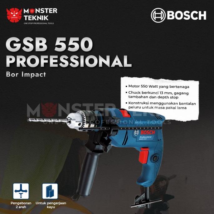 Mesin Bor Bosch 550W Gsb550 Bor Beton Impact Drill 13 Mm - Gsb550 Ready