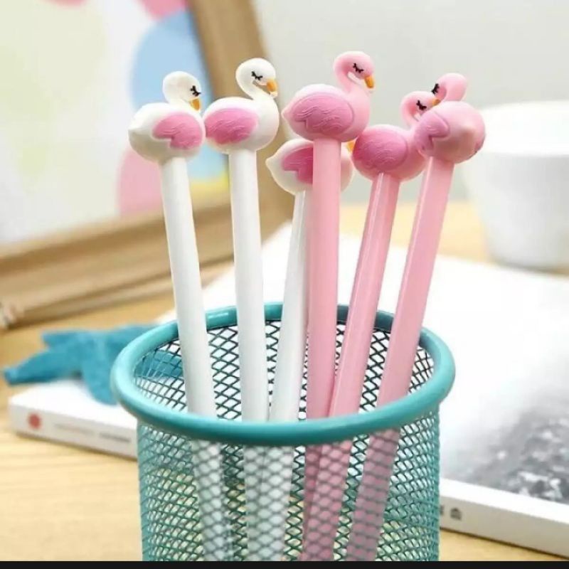 

pulpen/bulpen/ballpoint/pen gel Karakter Flaminggo Pulpen Gel Karakter Bangau Lucu Alat Tulis 3-6-12pcs