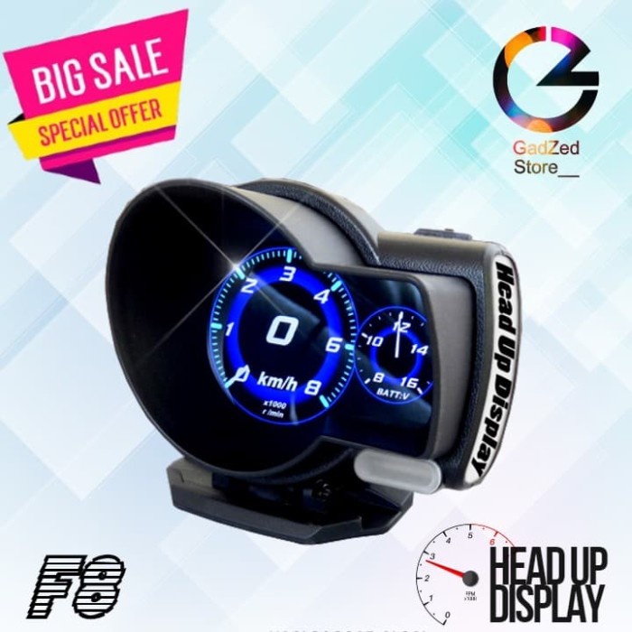 [New Ori] Head Up Display Hud Obd2 Speedometer Digital Obd Ii F8 Rpm Display Diskon