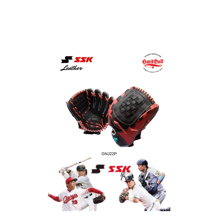 ✨Ori Glove Softball  Baseball Ssk 11 Inch Gnj22P Black Red Diskon