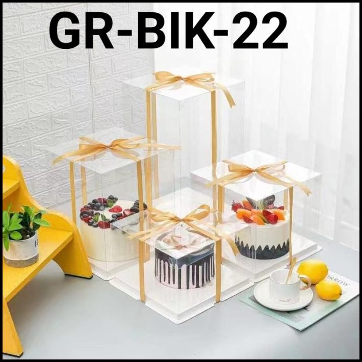 

BEST DEAL GR-BIK-22 KOTAK DUS CAKE GLASS MIKA FLOWER BOX KUE TRANSPARAN 22CM !