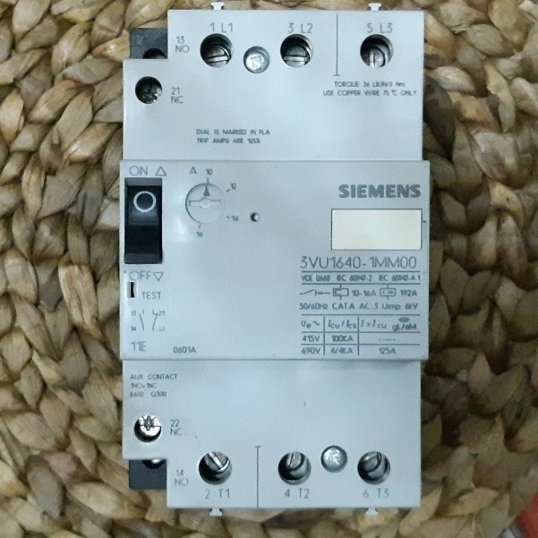 ✅Original Motor Protection Circuit Breaker Siemens 3Vu1640-1Mm00 10 - 16 Ampere Bisa Sameday
