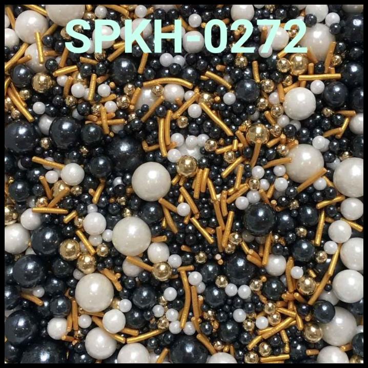 

HOT DEAL SPKH-0272 SPRINKLES SPRINKLE SPRINGKEL 500GR MUTIARA HITAM PUTIH EMAS !!