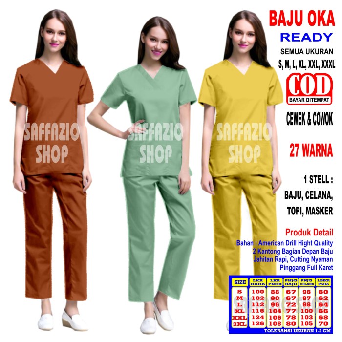 Terbaru Baju Ok / Baju Oka / Scrub Perawat / Baju Perawat Lengan Pendek Promo Terlaris