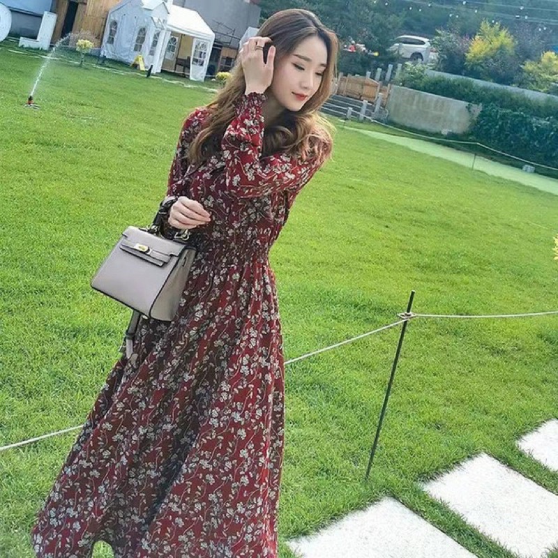 Dress Korean Style Wanita Terbaru Dress Korea Party Casual Dress Midi Dress Ikat Camelia Remaja Baju