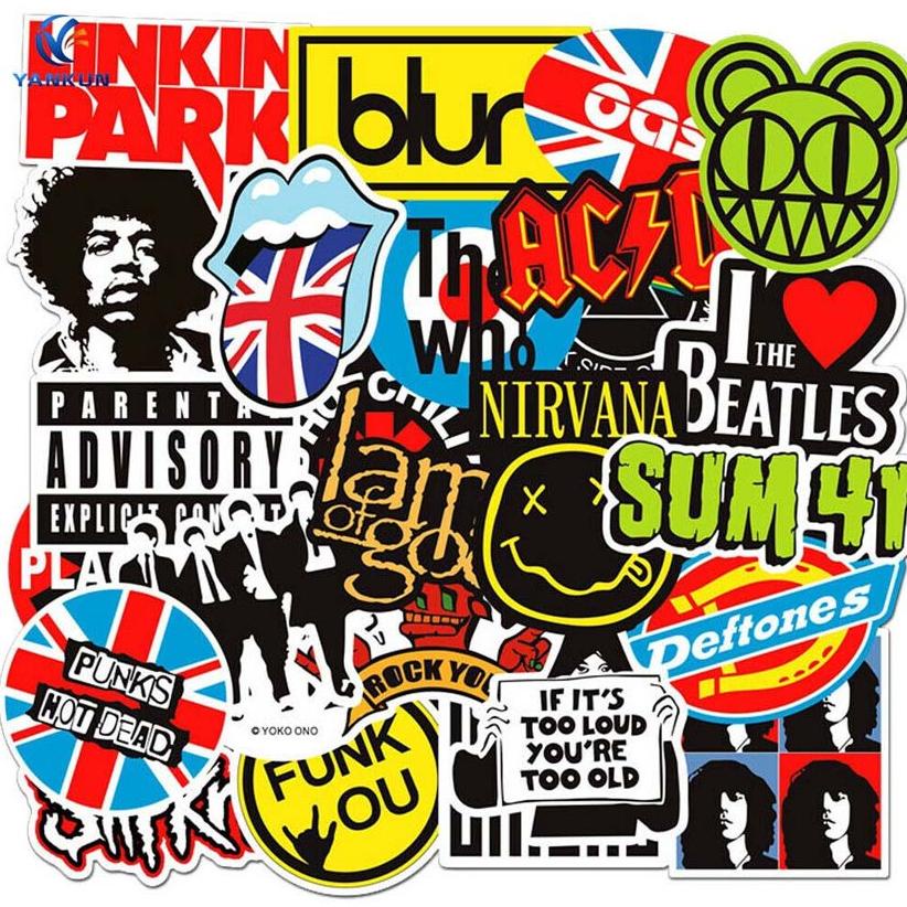 

50 PCS Stickers Rock Band Punk Music Heavy Metal Bands Laptop HP MOTOR HELM