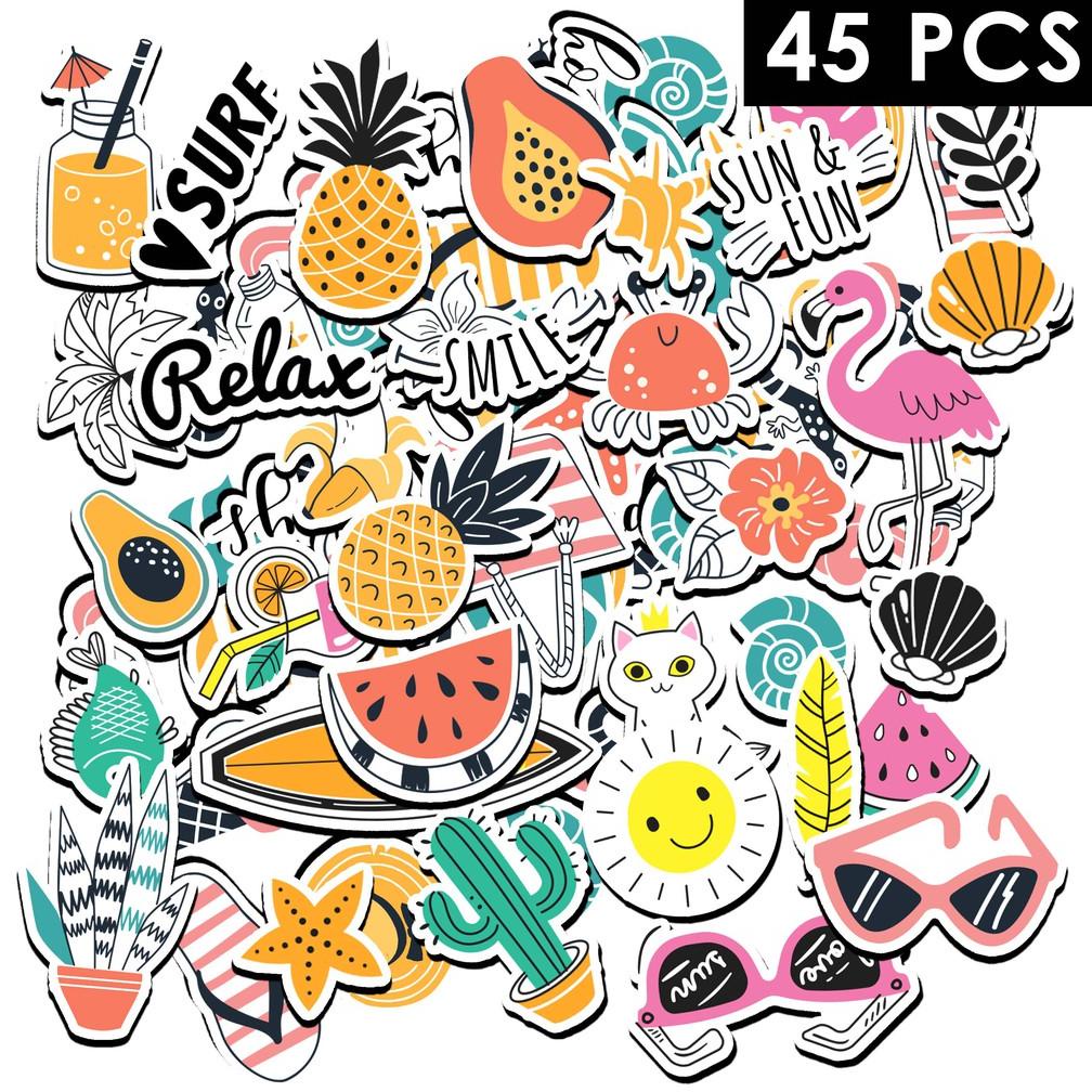 

45Pcs Stiker Desain summer Lucu untuk Scrapbook / Jurnal / Diary / hp / laptop / motor / helm ST205