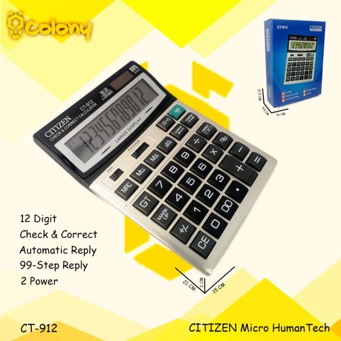 

Citizen CT-912 Kalkulator Besar Digital Dagang Original 12 Digit