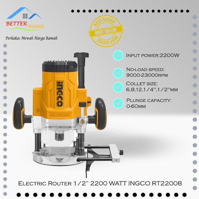 ✅New Mesin Router Profil As 1/2 12Mm Ingco Rt22001 Bisa Sameday