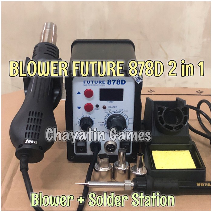 ✅New Blower/Solder Uap Ori Future 878D Digital  Solder Station 2 In 1 Berkualitas