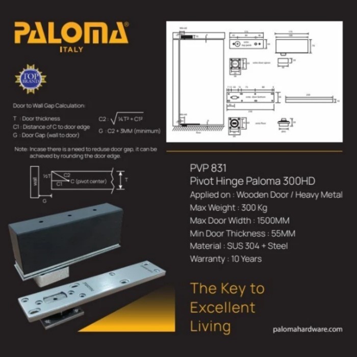 [Ori] Termurah Engsel Pivot Hinge Paloma Pvp 831 Engsel Pintu Tanam Lantai Bisa Sameday