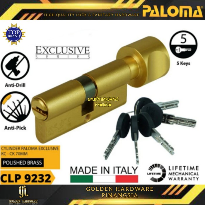 PALOMA CLP 9232 CYLINDER KNOB PUTAR SILINDER KUNCI PINTU RUMAH 70MM PB