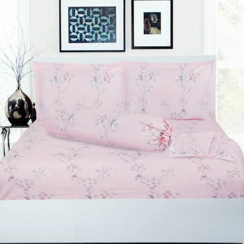 [New] Seprai King Motif Orchid Polyester Cantik Ukuran 180X200Cm_Pink Terbaru