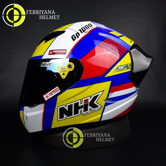 [New Ori] Helm Nhk Gp1000 Sxr Blue Aqso Yellow Paket Ganteng Terbaru