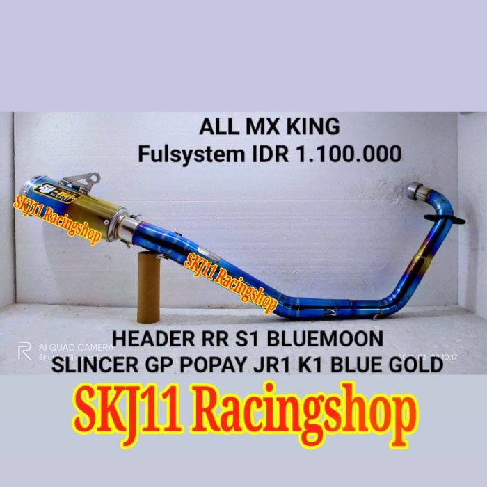 ✨Termurah Knalpot Racing Sj88 Yamaha Mx King Fullset Bluemoon Silincer Blue Gold Diskon