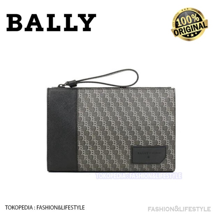 ✨Sale Bally Coated Canvas Clutch Skid Pouch Multistrom In Green Men Original Terbaru