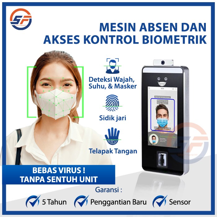 Mesin Absensi Fingerprint Scan Wajah Deteksi Suhu Zkteco V5Ltd V5L Td