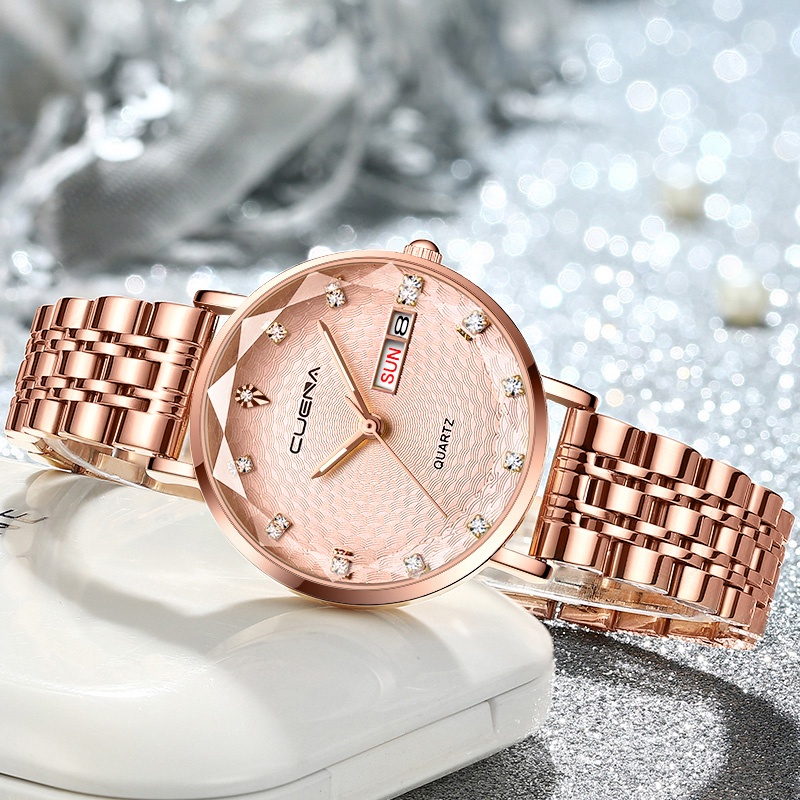 Cuena Jam Tangan Wanita Anti Air Tali Jam Kuarsa Santai Mewah Jam Tangan Cewek 6002