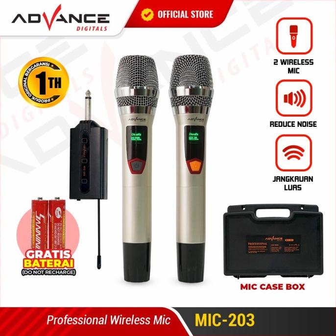Advance MIC 203 Profesional 2 Mic Wireless Microphone Karoke