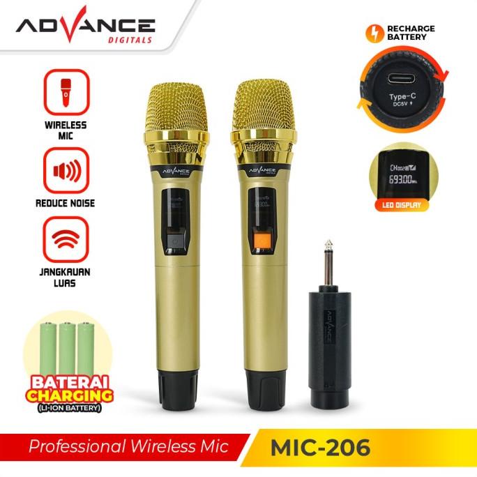 Advance Microphone Mic Double Wireless + Receiver MIC 206