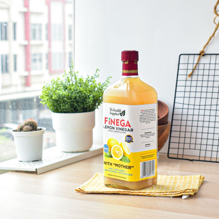 

Terlaris Dehealth Supplies FINEGA Lemon Vinegar (Cuka Lemon Alami) 1000 Ml SALE