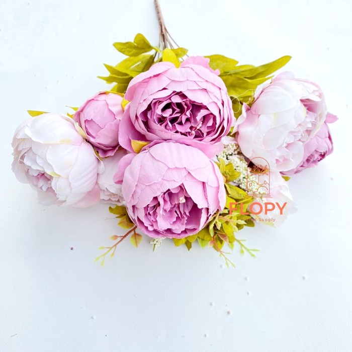 [13 Bunga] Bunga Peony Jumbo X13 Artifisial / Mawar Plastik