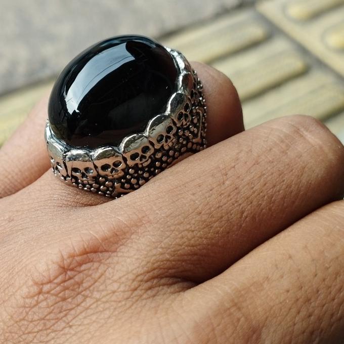 cincin batu akik kecubung wulung hitam pekat tmbus merah original
