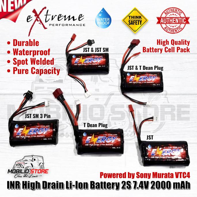 Baterai INR Li Ion 7.4 Volt 2000 mAh High Drain RC Mini Battery