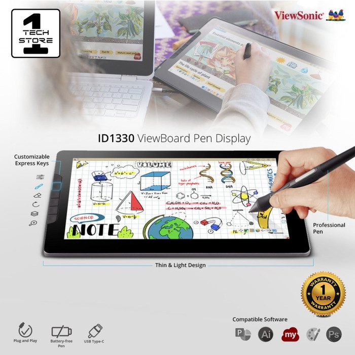 

Baru Pen Display Viewsonic Viewboard Id1330 13" Screen Drawing Pad _.