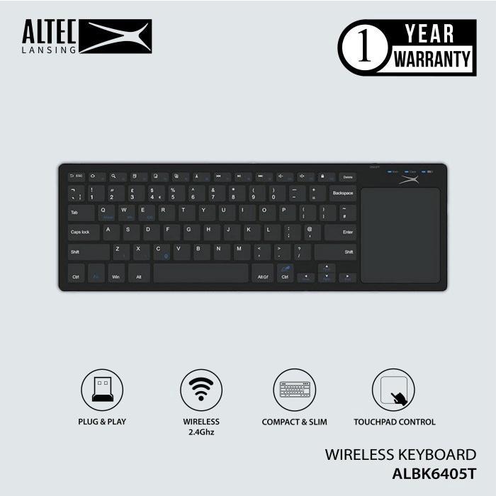 Altec Lansing Keyboard Wireless Slim with Touchpad ALBK6405T