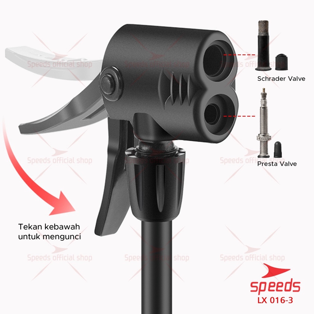 Speeds Pompa Sepeda Sepedah / Pompa Bola / Pompa Ban / Pompa Multifungsi / Pompa Angin Injak 016-3