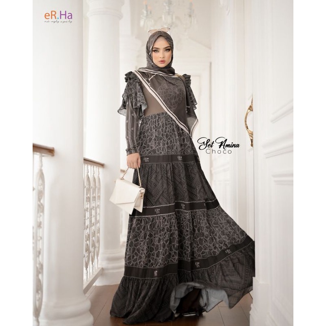 [ER.HA SYARI] GAMIS SYARI TERBARU / DRESS SET PRINTING " AMINA SET " BY ERHA