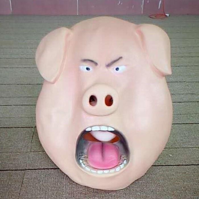 Topeng Babi Marah Lucu Pig Piggy Mask Fullhead Latex High Quality