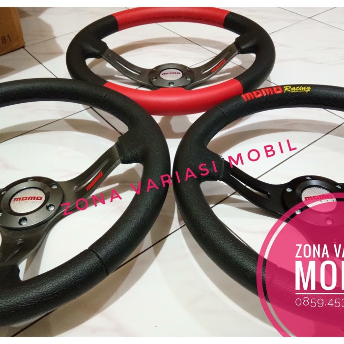 New Steer / Stir / Setir Racing Momo 14 Inch Celong Merah Hitam Ori