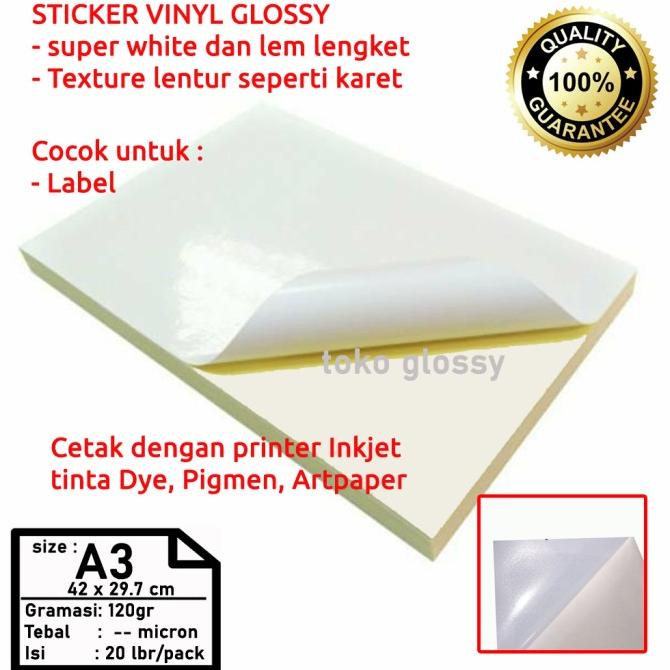 

Sticker Vinyl Glossy A3 (Vinil Pvc) Kode 1164