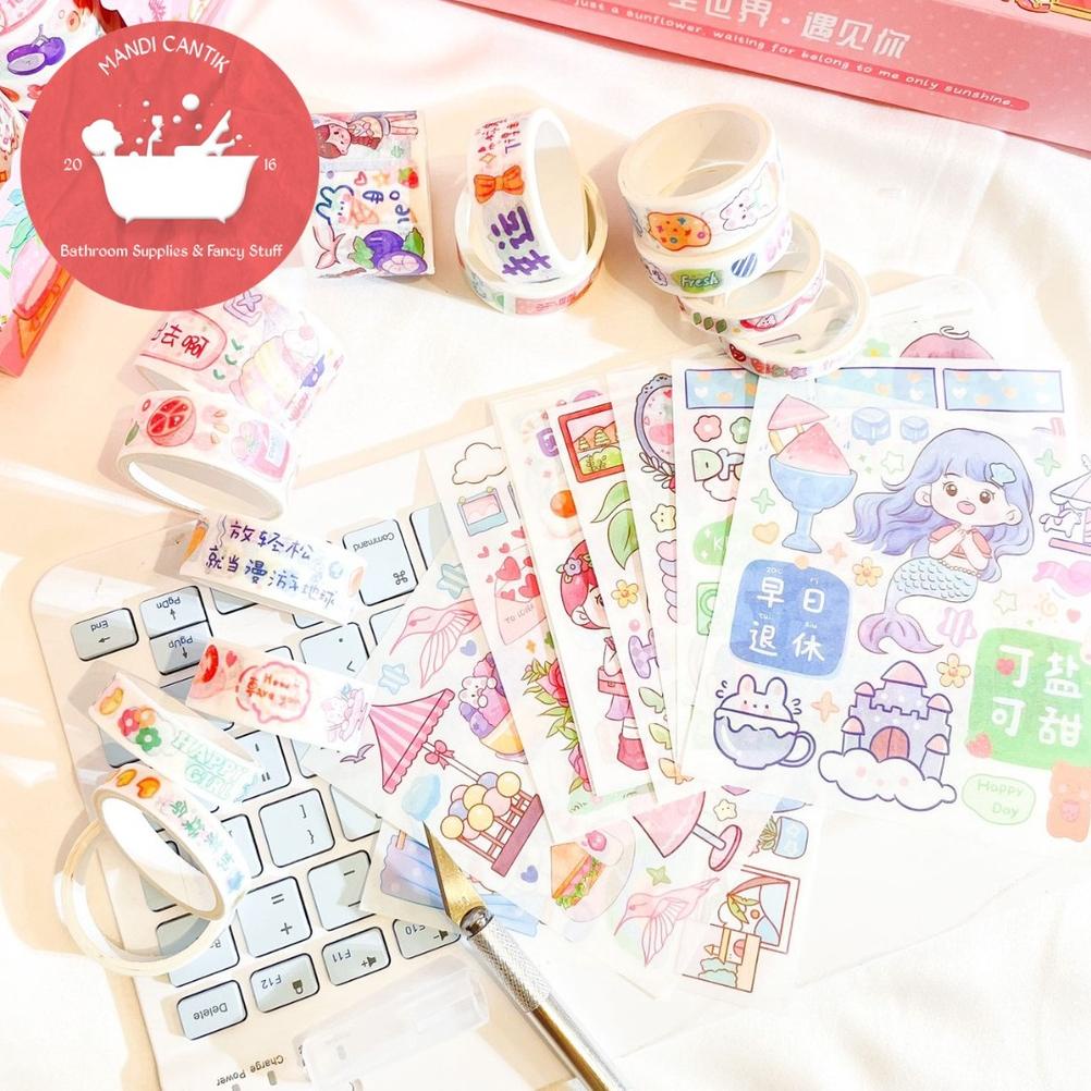 

Terlaris Paket Stickers Dengan Washi Tape Selotip Gambar Dan Pisau Yd-Szkd Pemotong Stiker Kado Unik Waran Pastel Isi 14 Roll Buah Peach Tosca Pink Biru Promo