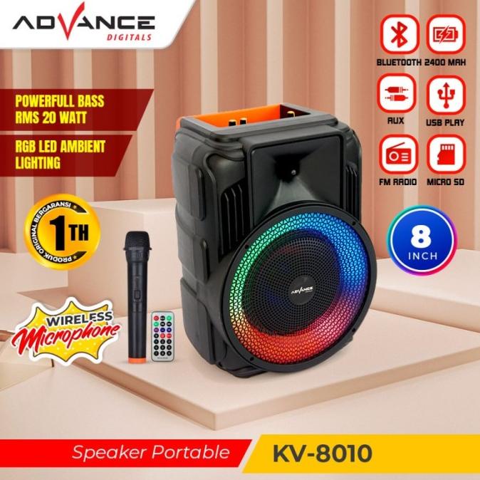 Advance Speaker Bluetooth Portable KV-8010 Free Mic Wireless