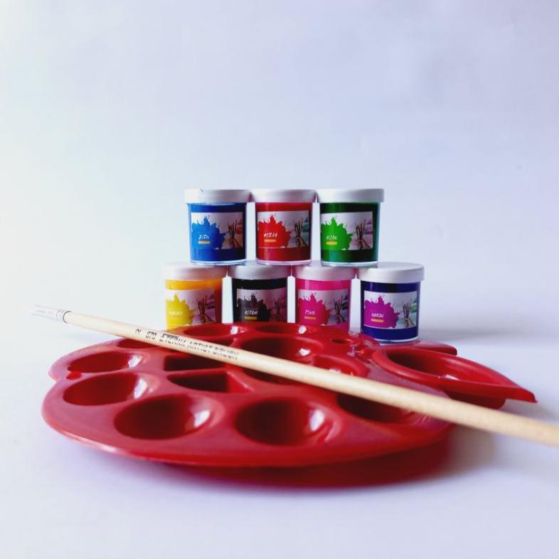 

Terlaris Paket Alat Lukis (Cat 7 Warna 20 Ml,Palet,Kuas) Promo