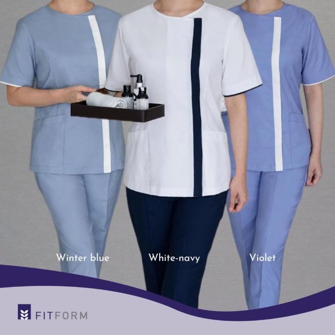 Seragam Suster FITFORM / Baby Sitter / Perawat - BOLD STRIPE