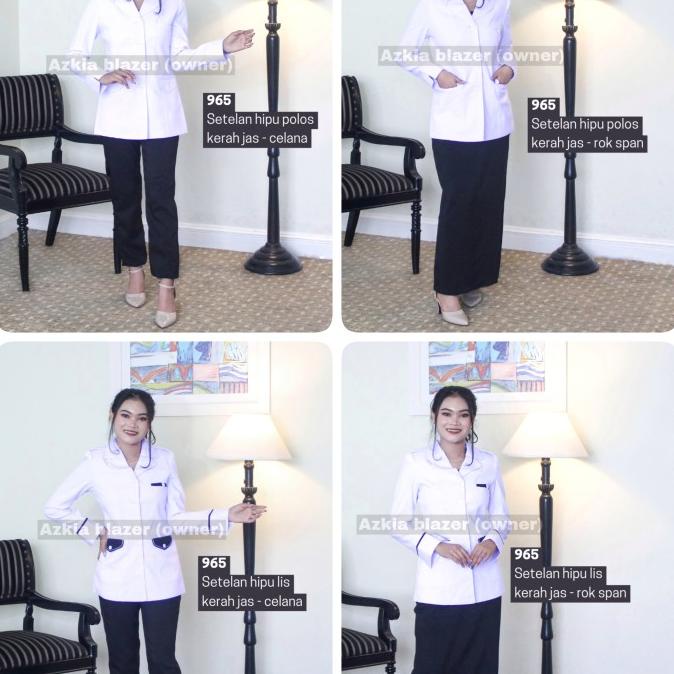 blazer putih wanita,atasan putih p3k,baju pns wanita putih,baju blazer