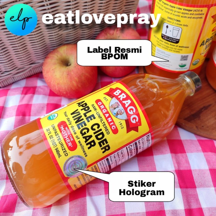

Terlaris Bragg Apple Cider Vinegar 946 ml / 32 oz / Cuka Apel / Original BPOM SALE