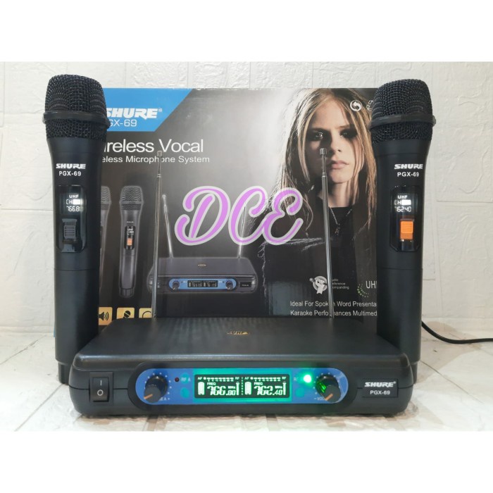 mic wireless shure pgx69 pgx 69 handheld 2mic pegang